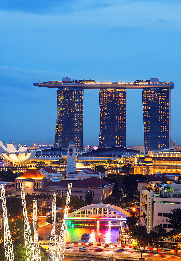 Clarke Quay and Marina Bay Sands Hotel and Casino, Singapore, Southeast Asia, Asia