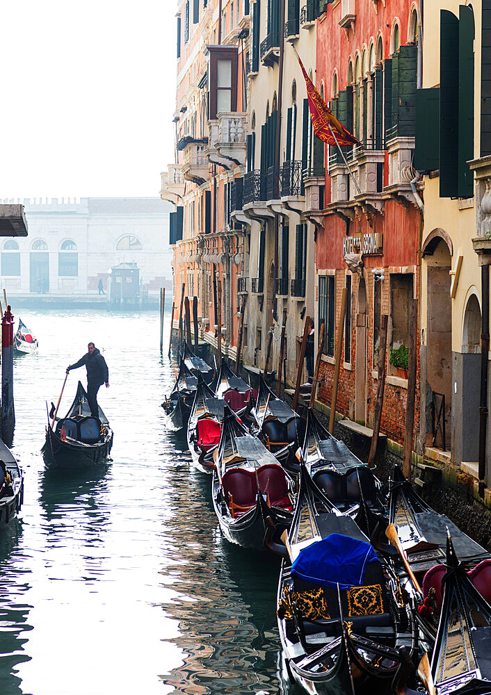 Gondola on a canal, Venice, UNESCO World Heritage Site, Veneto, Italy, Europe