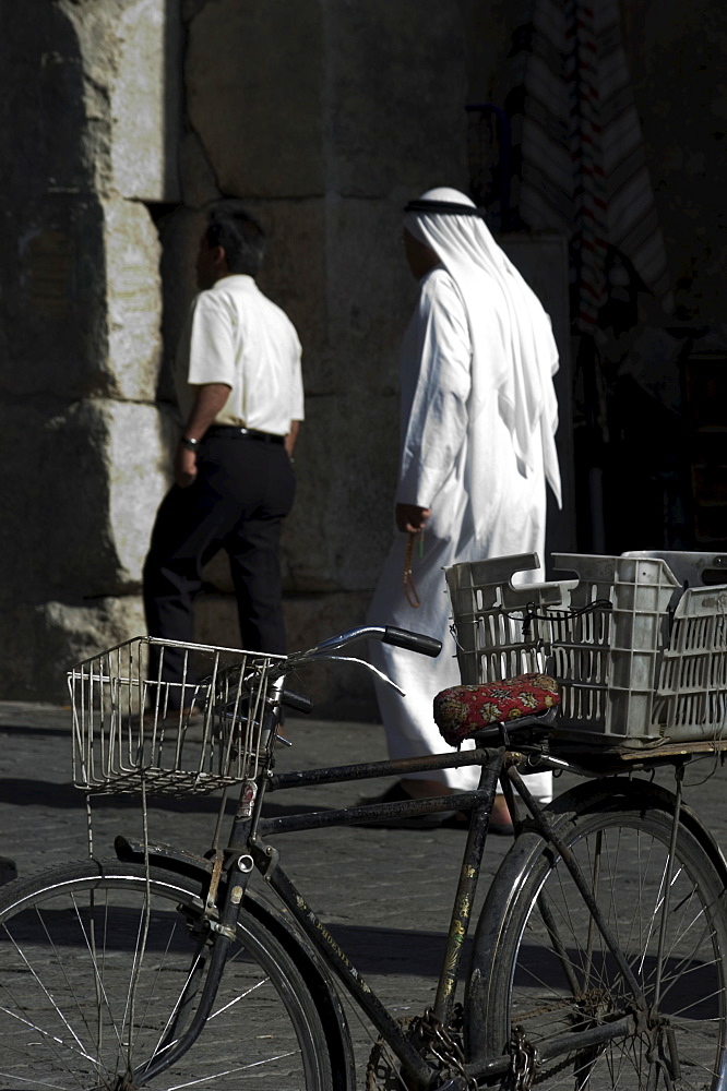 Bicycle and Arab man, Damascus, Syria, Middle East