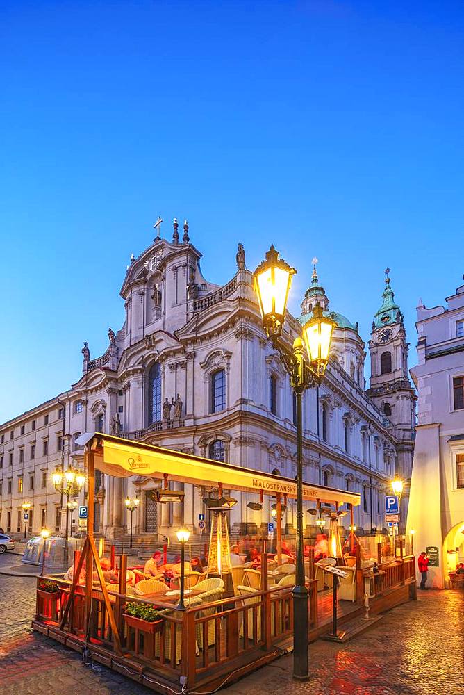 Restaurant at St. Nicholas Church, Prague, UNESCO World Heritage Site, Bohemia, Czech Republic, Europe