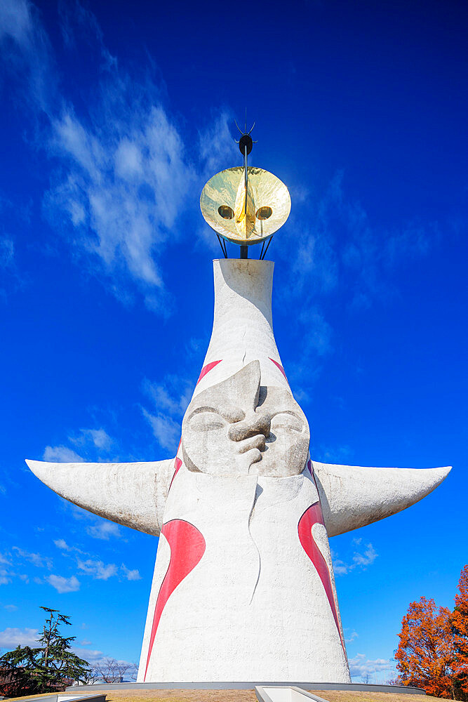 Tower of the Sun by artist Taro Okamoto, 1970 Expo site, Banpaku Park, Osaka, Kansai, Japan, Asia