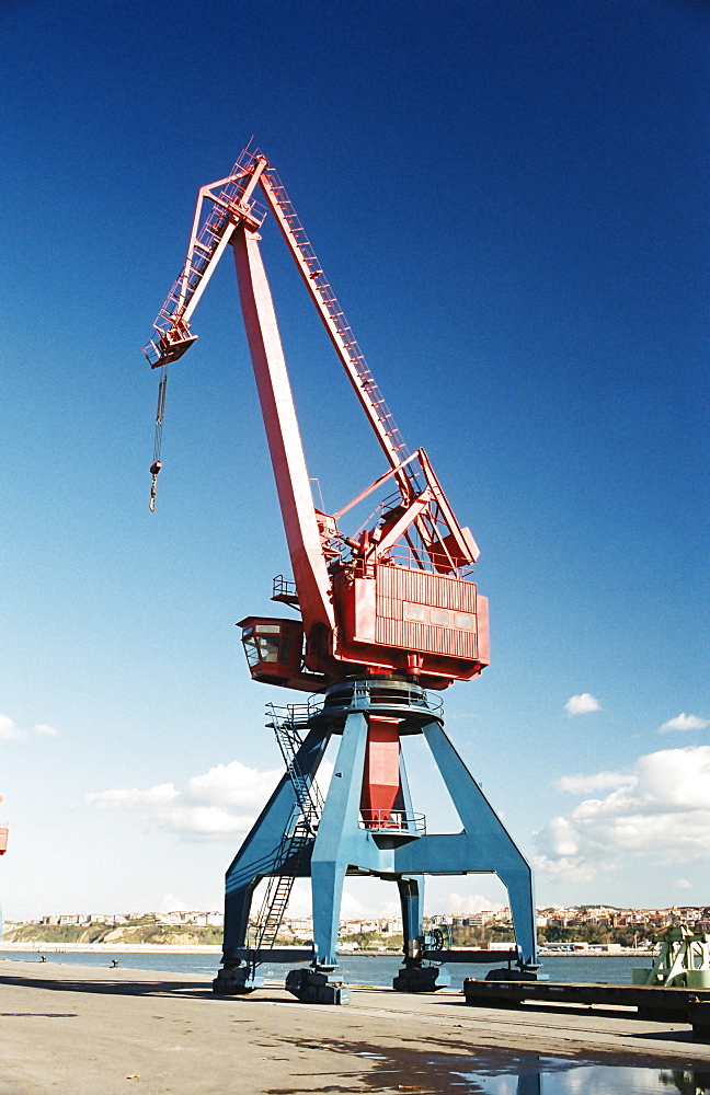 Loading crane at Port Santurtzi, northern Spain, Europe