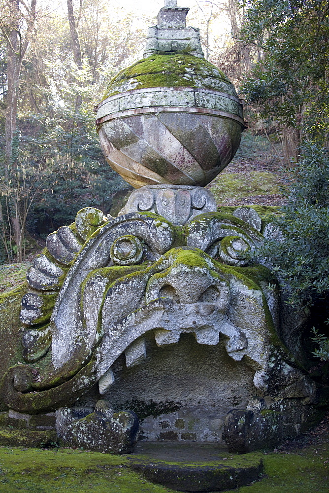 Parco dei Monstri (Garden of the Monsters), part of the Orsini's villa dating from 1560, Sacro Bosco, Bomarzo, near Viterbo, Lazio, Italy, Europe