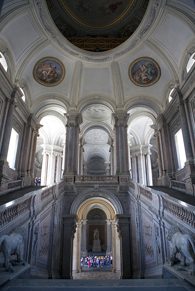 Caserta Royal Palace Entrance hall and stairs of the royal apartments, Royal Palace, Caserta, Campania, Italy, Europe