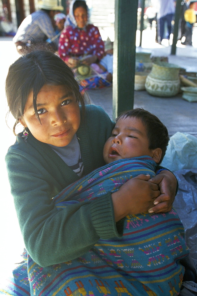 Tarahumara girl and baby, Mexico, North America