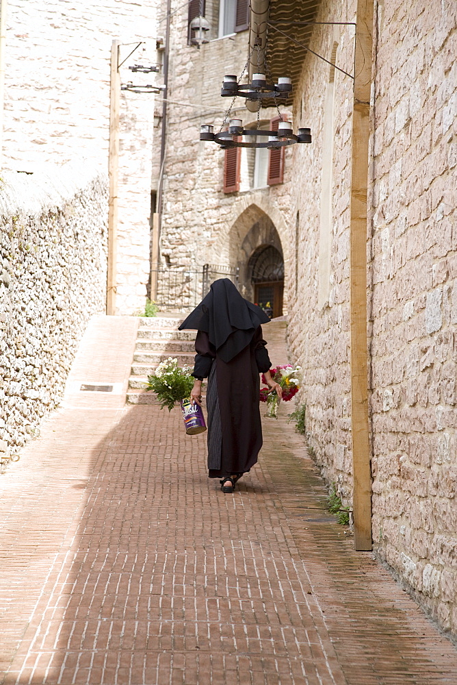 Vicoli, side streets, Assisi, Umbria, Italy, Europe