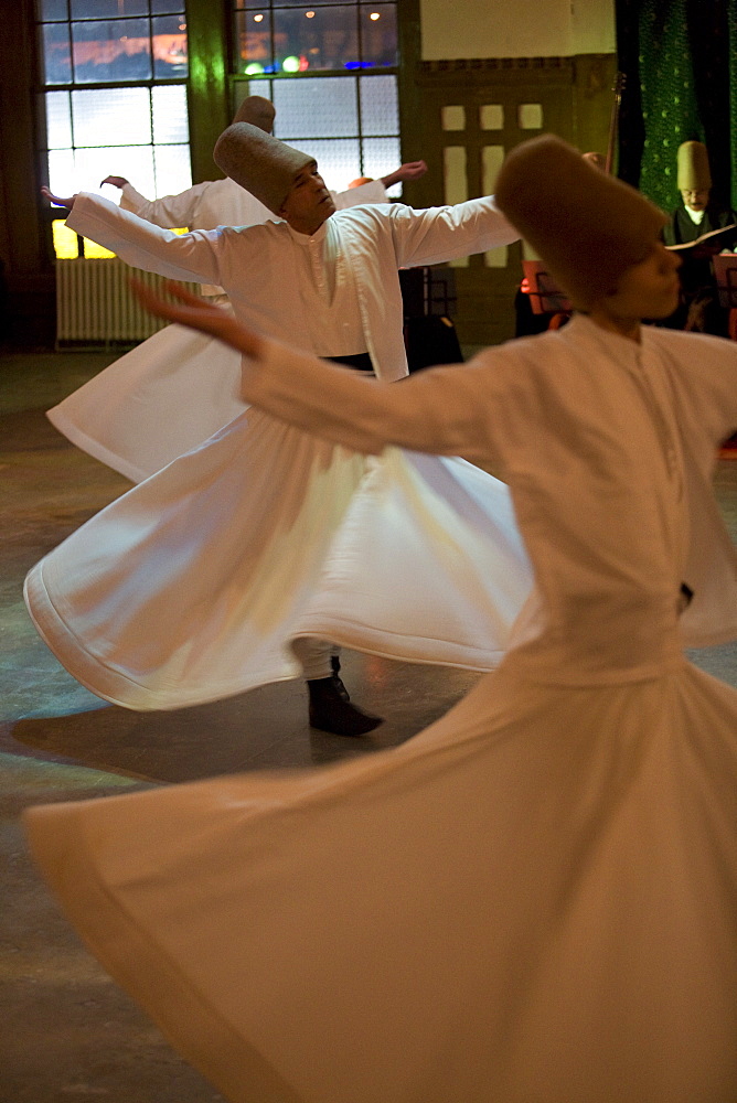 Dervish mystic dance at the Sirkeci station, Istanbul, Turkey, Eurasia