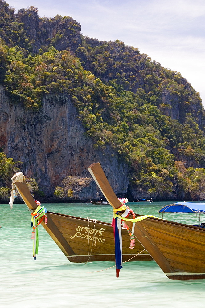 Yong Kasem beach, known as Monkey Beach, Phi Phi Don Island, Thailand, Southeast Asia, Asia