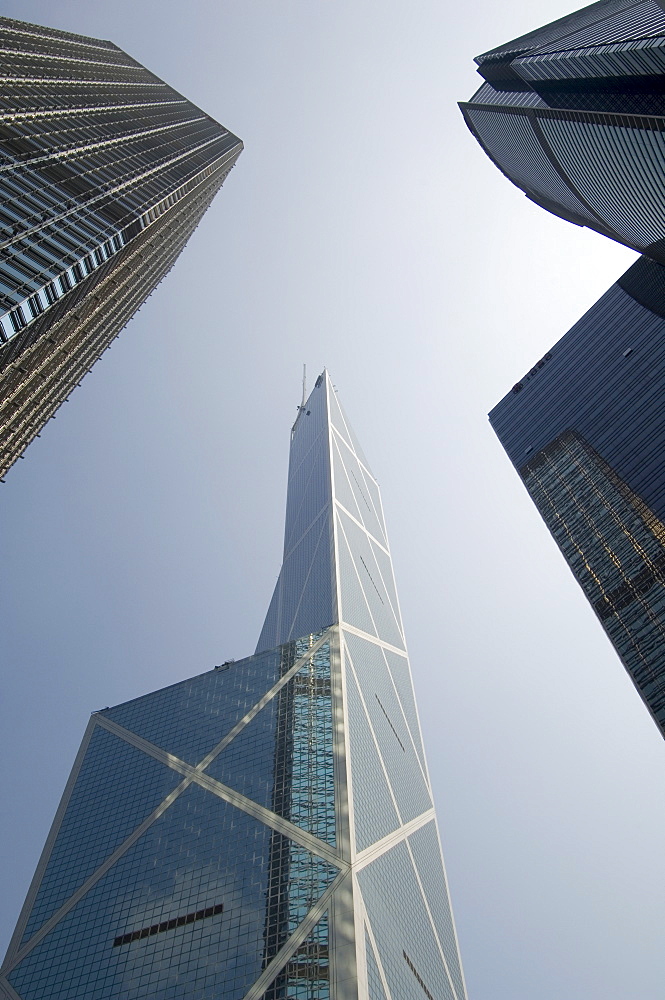 Skyscrapers, left to right, Cheung Kong Centre, Bank of China Tower and Citibank Tower, Central district, Hong Kong, China, Asia