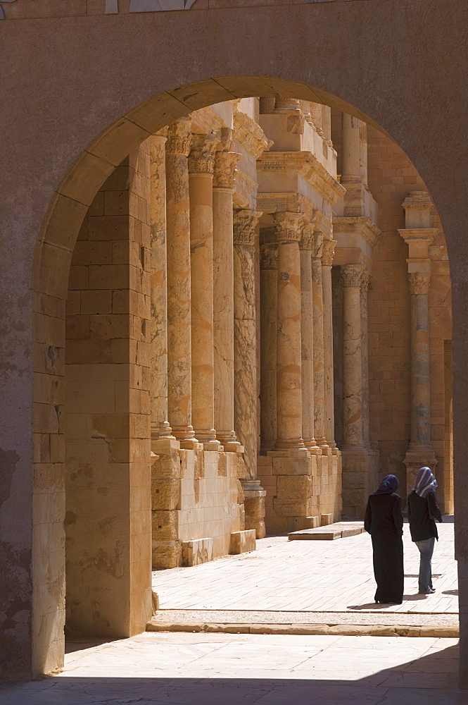 Roman Theatre, Sabratha Roman site, UNESCO World Heritage Site, Tripolitania, Libya, North Africa, Africa