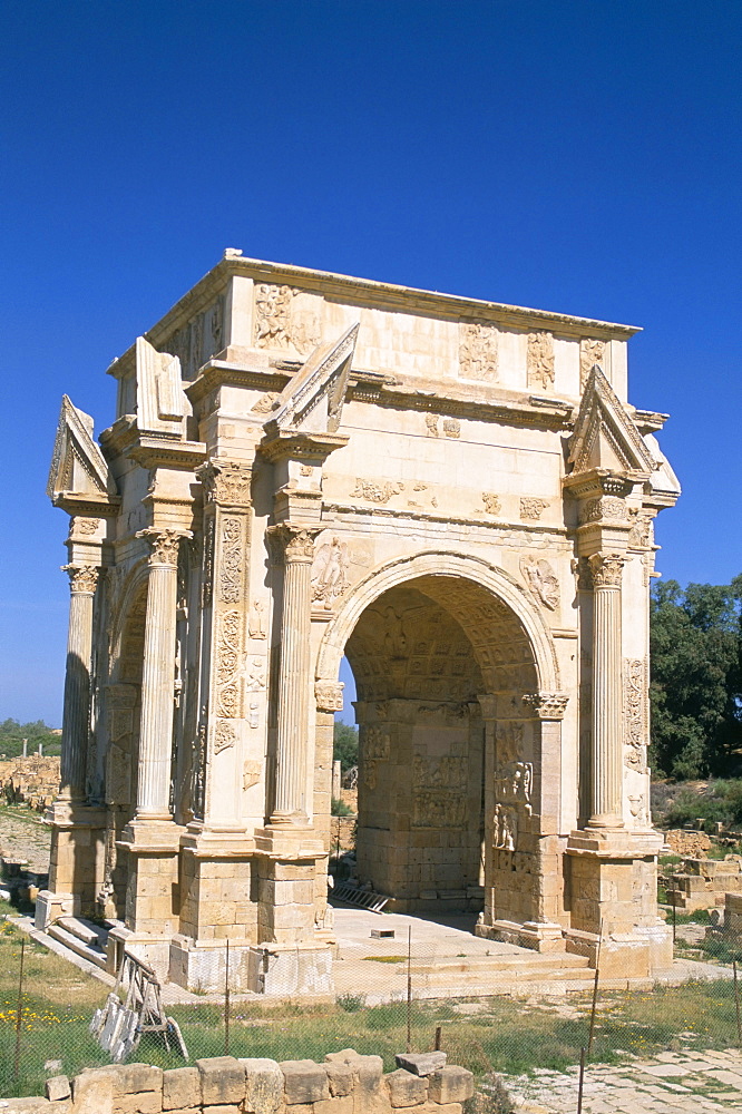 Severan arch (Settimio Severo arch), Leptis Magna, UNESCO World Heritage Site, Tripolitania, Libya, North Africa, Africa