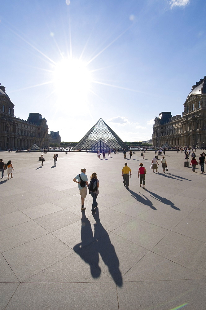 Musee du Louvre and Pei Pyramid, Paris, France, Europe