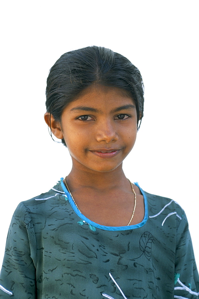 Portrait of a girl, Dharavandu Island, Baa Atoll, Maldives, Asia