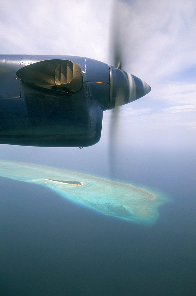 Aerial view of Baa Atoll, Maldives, Indian Ocean, Asia