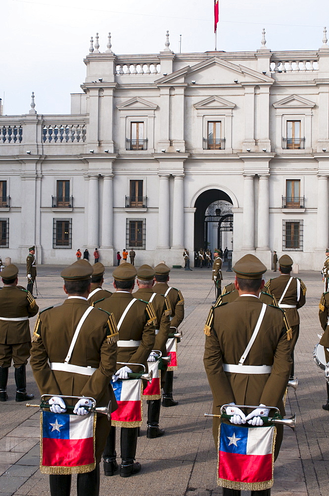 Changing of the Guard at Palacio de la Moneda, Santiago, Chile, South America