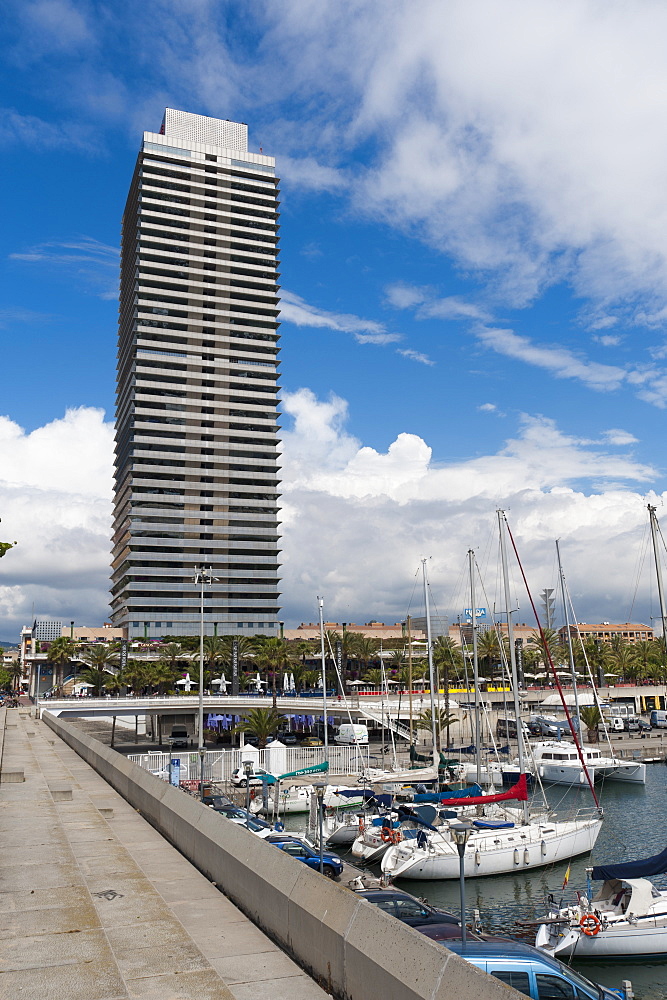 Mapfre Tower and Olympic Harbour, Barcelona, Catalonia, Spain, Europe