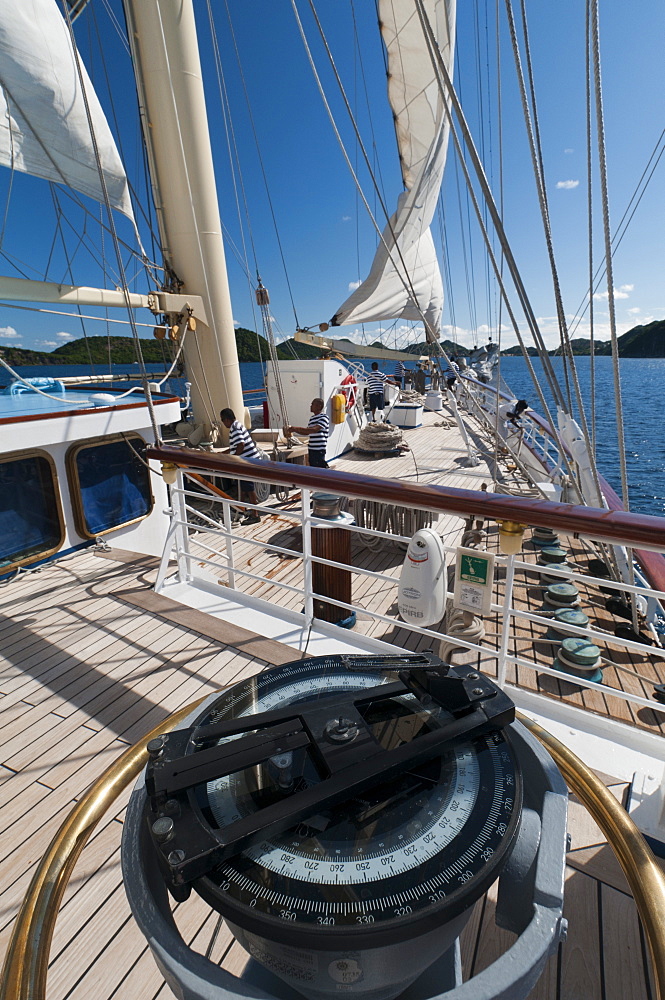 Star Clipper sailing cruise ship, Terre de Haut, Iles des Saintes, Guadeloupe, West Indies, French Caribbean, France, Central America