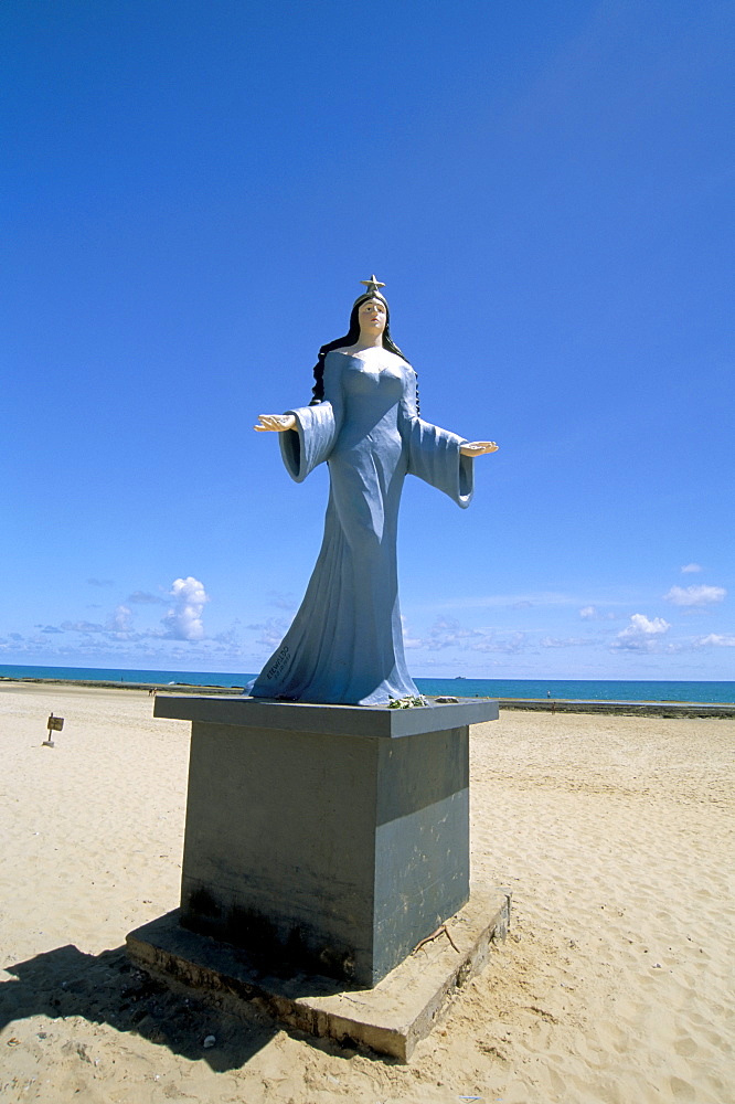 Statue of Iemaja, sea goddess, Praia dos Artistas, Natal, Rio Grande do Norte state, Brazil, South America