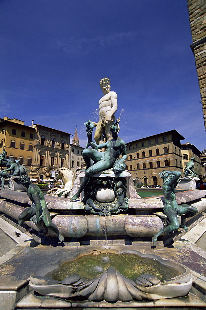 Neptune fountain, Piazza della Signoria, Florence, UNESCO World Heritage Site, Tuscany, Italy, Europe