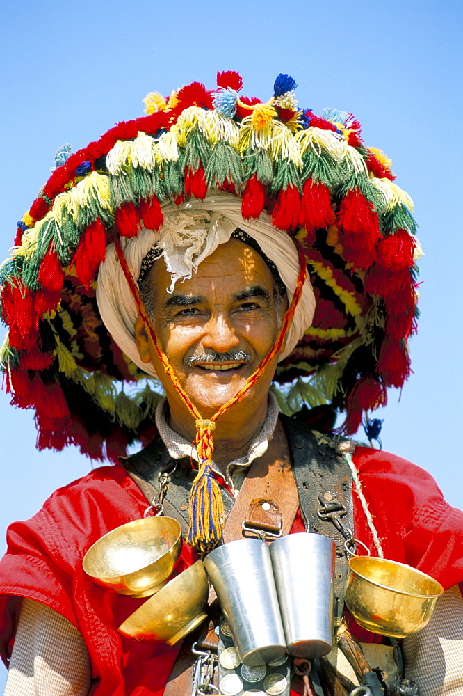 Portrait of a water seller, Marrakech (Marrakesh), Morocco, North Africa, Africa