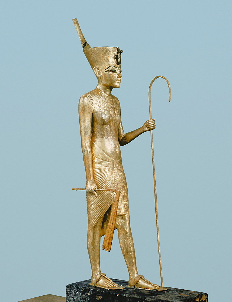 Gilt wood statuette of the king, from the tomb of the pharaoh Tutankhamun, discovered in the Valley of the Kings, Thebes, Egypt, North Africa, Africa