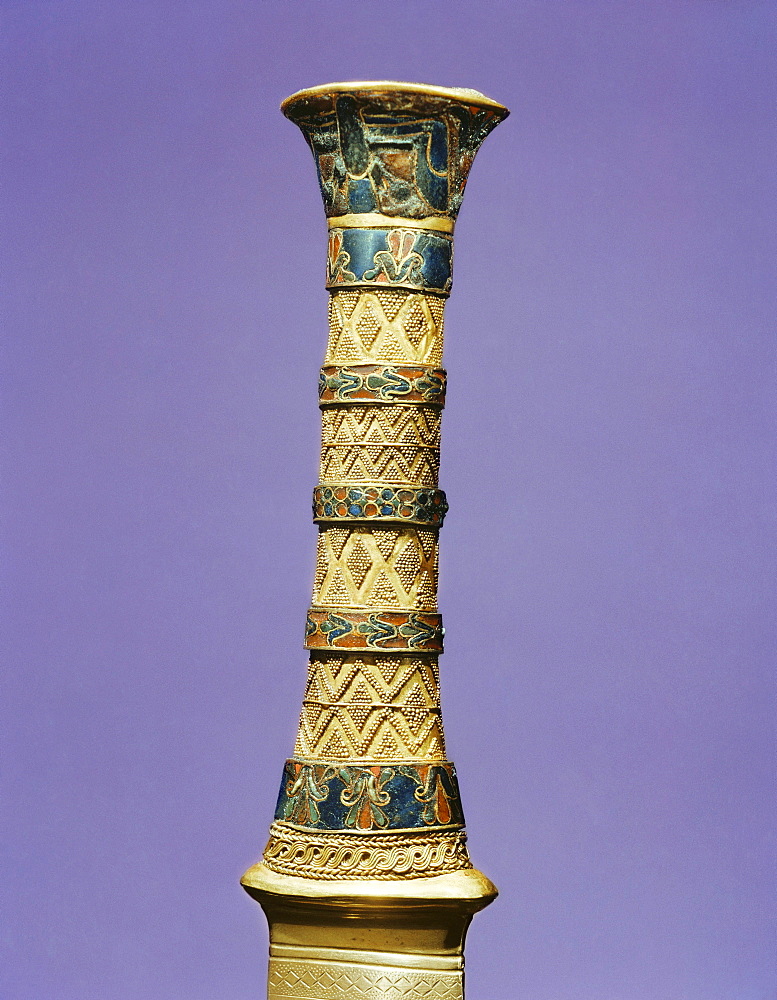 The hilt of one of the king's daggers, from the tomb of the pharaoh Tutankhamun, discovered in the Valley of the Kings, Thebes, Egypt, North Africa, Africa