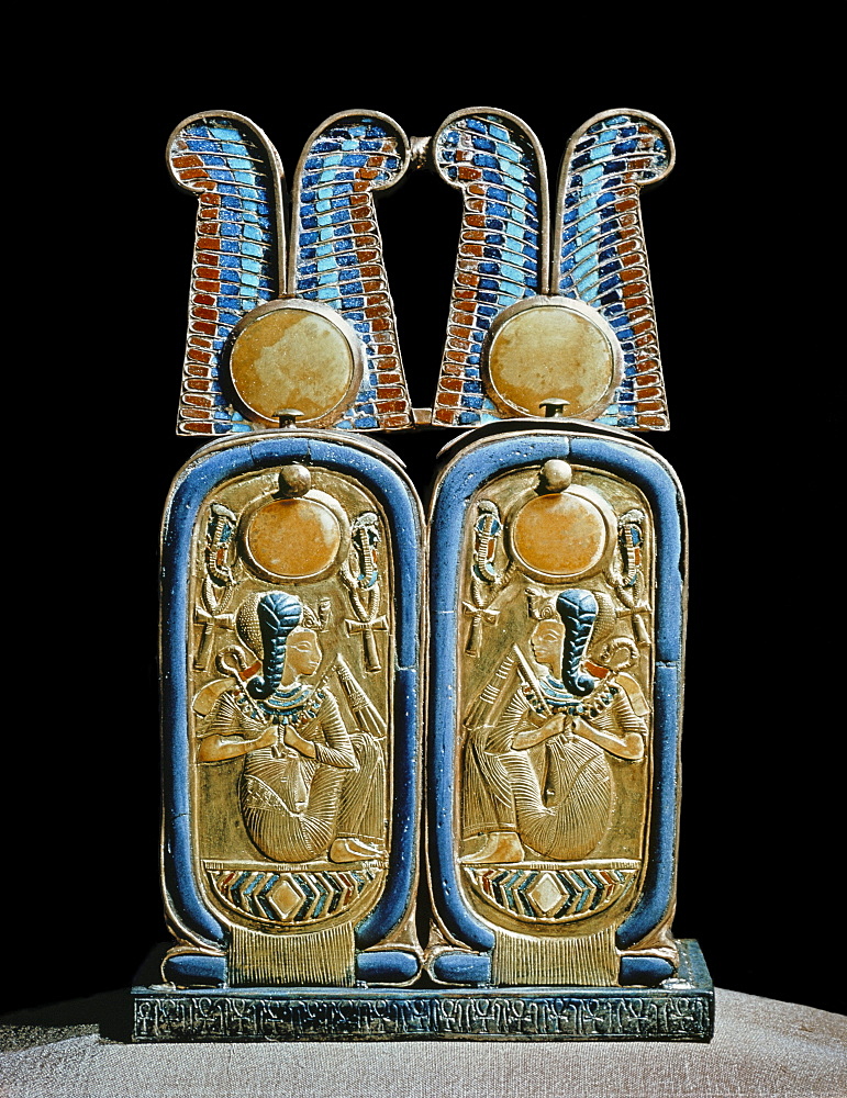 Unguent box in the shape of a double cartouche, from the tomb of the pharaoh Tutankhamun, discovered in the Valley of the Kings, Thebes, Egypt, North Africa, Africa