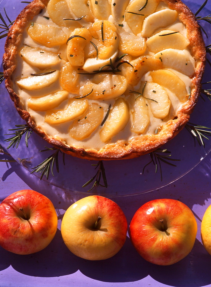 Cake with apples and rosemary, Italy