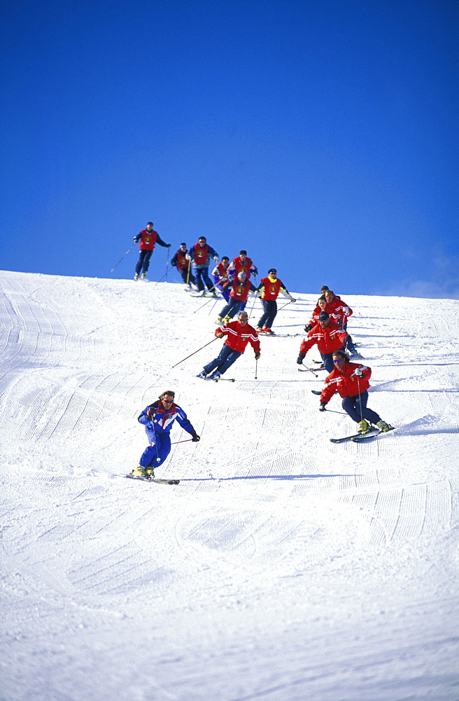 Skiing school, Pila, Valle d'Aosta, Italy