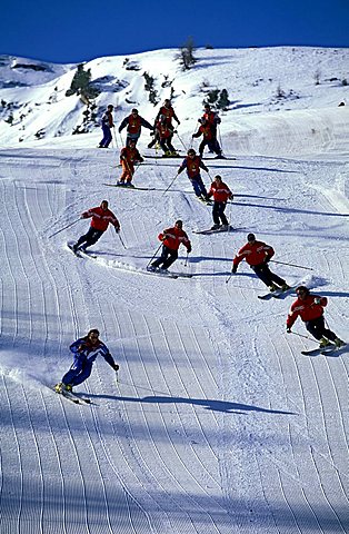 Skiing school, Pila, Valle d'Aosta, Italy