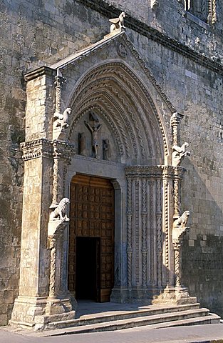 Portal, San Pardo cathedral, Larino, Molise, Italy.