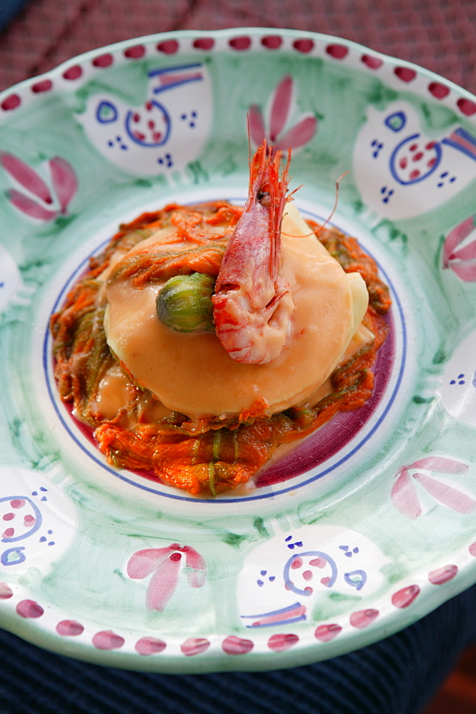 Little lasagne of crayfish with potatoes, Orestorante restaurant, Ponza island, Lazio, Italy 