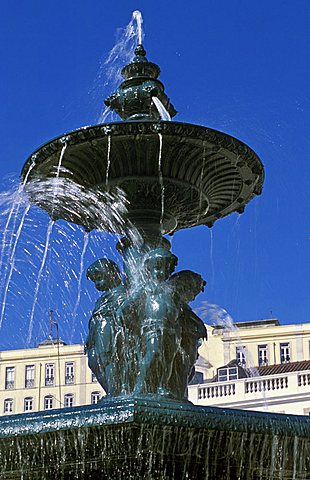 Fountain, Rossio quarter, Lisbona, Portugal, Europe