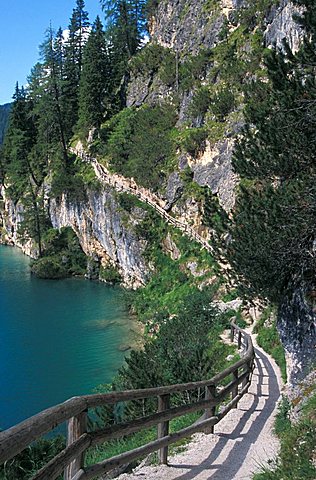 Braies lake, Val Pusteria, Trentino Alto Adige, Italy