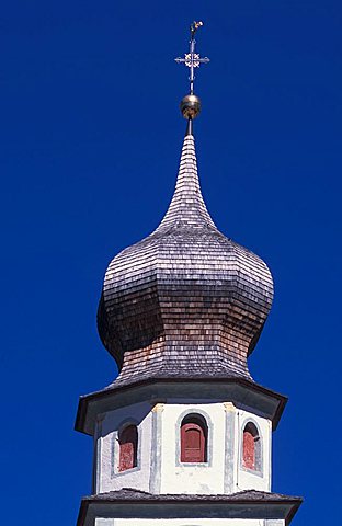 Bell tower, San Cassiano, Val Badia, Trentino Alto Adige, Italy