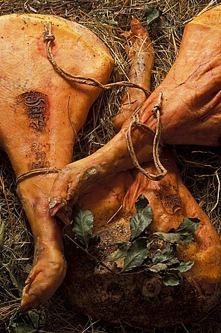Jambon de Bosses typical ham, Valpelline, Valle d'Aosta,  Italy