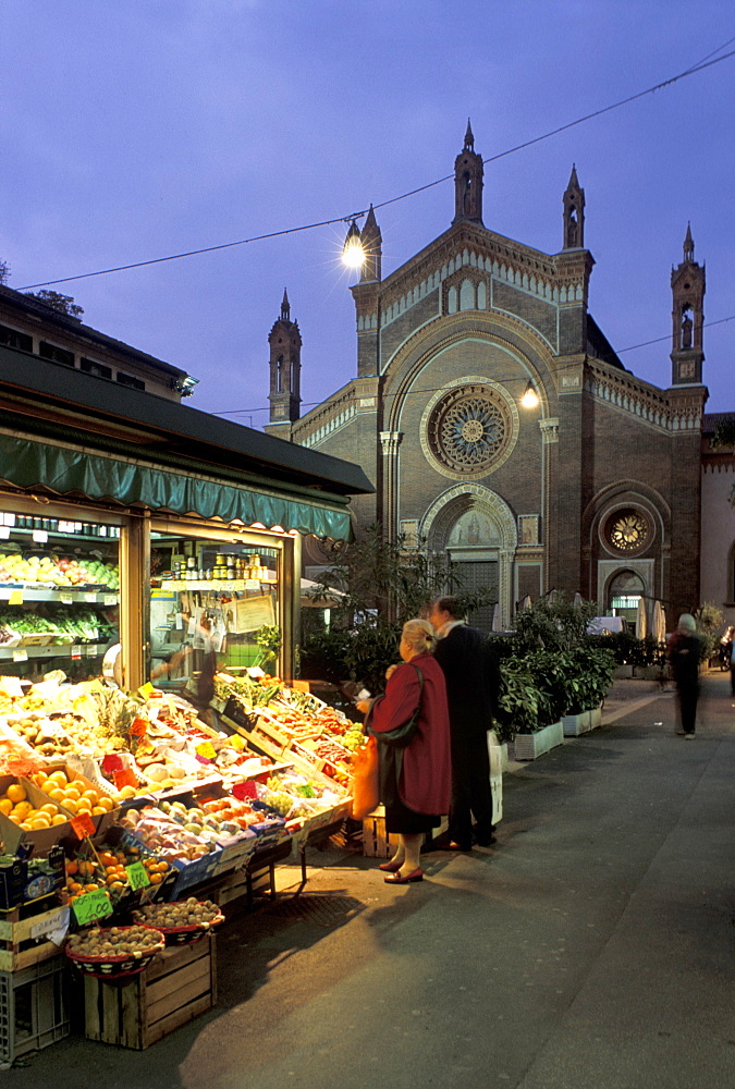 Piazza del Carmine by night, Milan, Lombardy, Italy