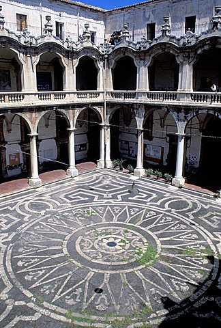 Courtyard, Istituto d'Arte palace, Catania, Sicily, Italy