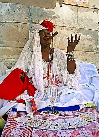 Woman in traditional clothes, Havana, Cuba, West Indies, Central America