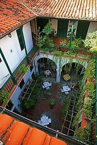 Courtyard, Hotel Valencia, Havana, Cuba, West Indies, Central America