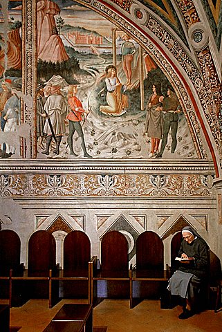 Andrea Aloisi fresco, Oratorio dei Pellegrini palace, Assisi, Umbria, Italy, Europe