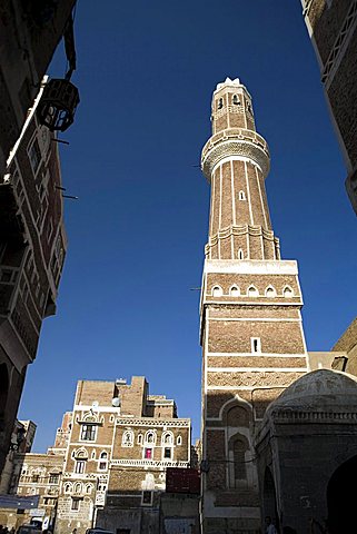 Minaret, Sana'a, Yemen, Middle East  