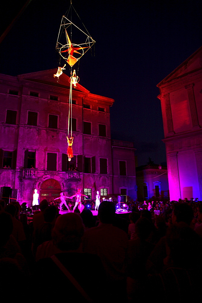 Sonics Company acrobatic show, Ala Città di Velluto  feast, Ala, Trentino, Italy