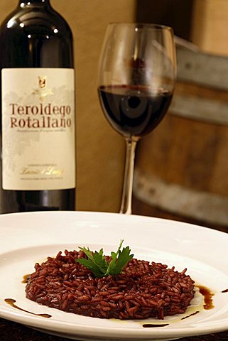 Risotto with Teroldego wine, Per Bacco Restaurant, Mezzolombardo, Trentino, Italy