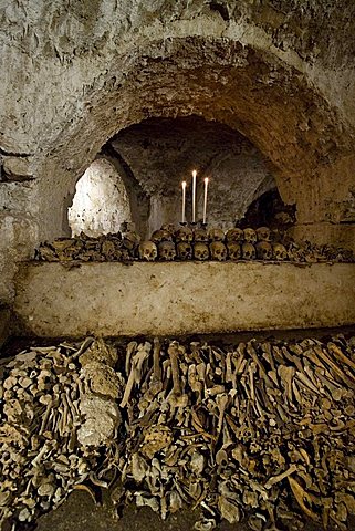 Ossuary of Santo Spirito church, Campagna village, Picentini mountains, Salerno, Campania, Italy, Europe