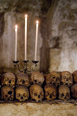 Ossuary of Santo Spirito church, Campagna village, Picentini mountains, Salerno, Campania, Italy, Europe