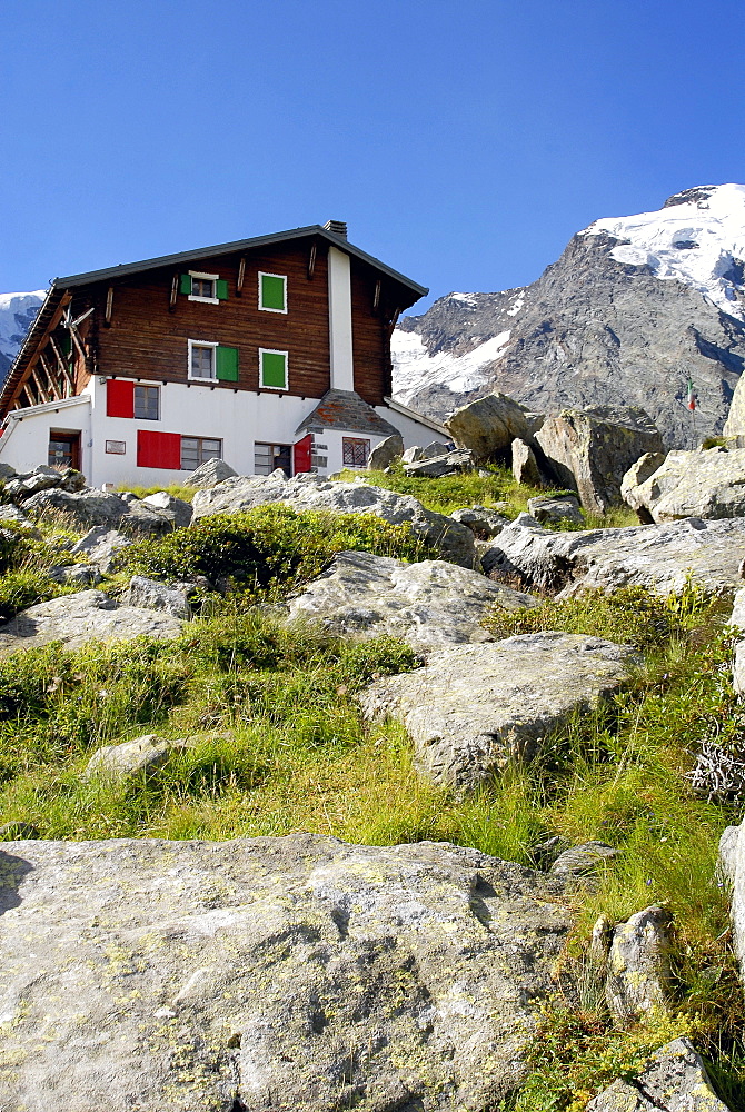 Zamboni Zappa refuge, Macugnaga, Anzasca Valley, Ossola Valley, Verbania province, Piedmont, Italy 