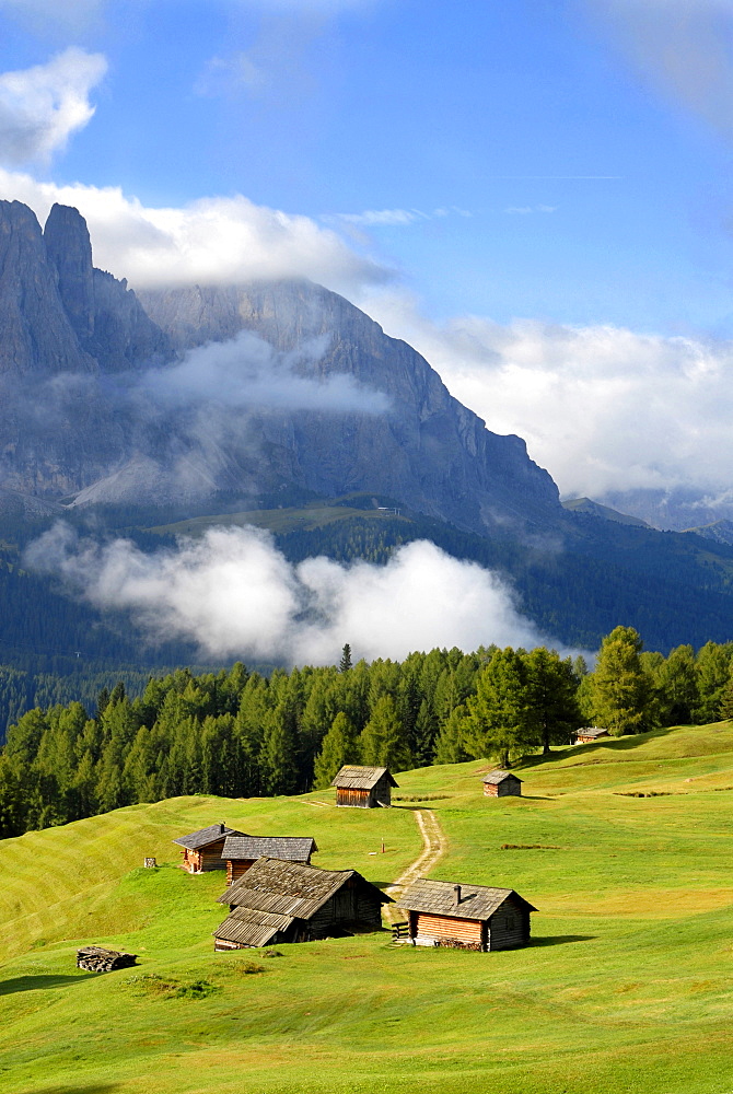 Alpine hut, near Juac refuge, Puez Odle natural Park, Gardena Valley, Alto Adige, Italy