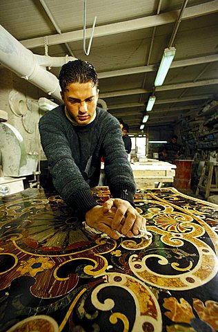Inlay marble work, Naples, Campania, Italy