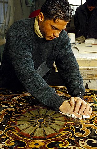 Inlay marble work, Naples, Campania, Italy